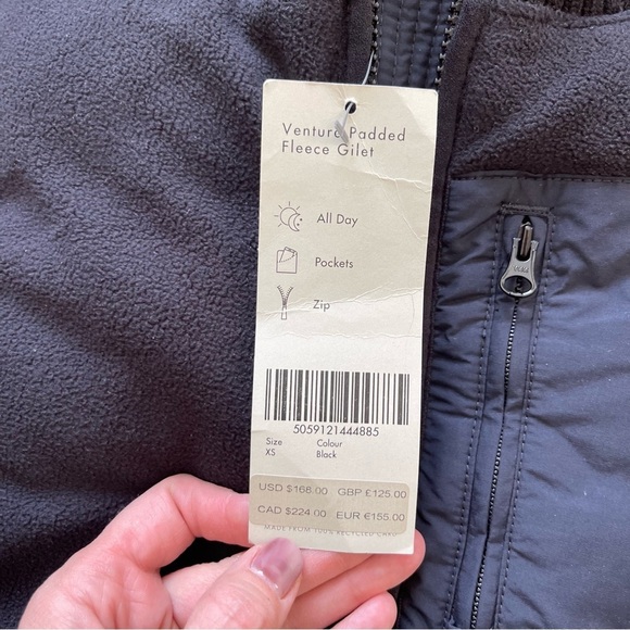 Sweaty Betty Venture Padded Fleece Gilet Vest Black Size 4 NWT - Picture 5 of 6